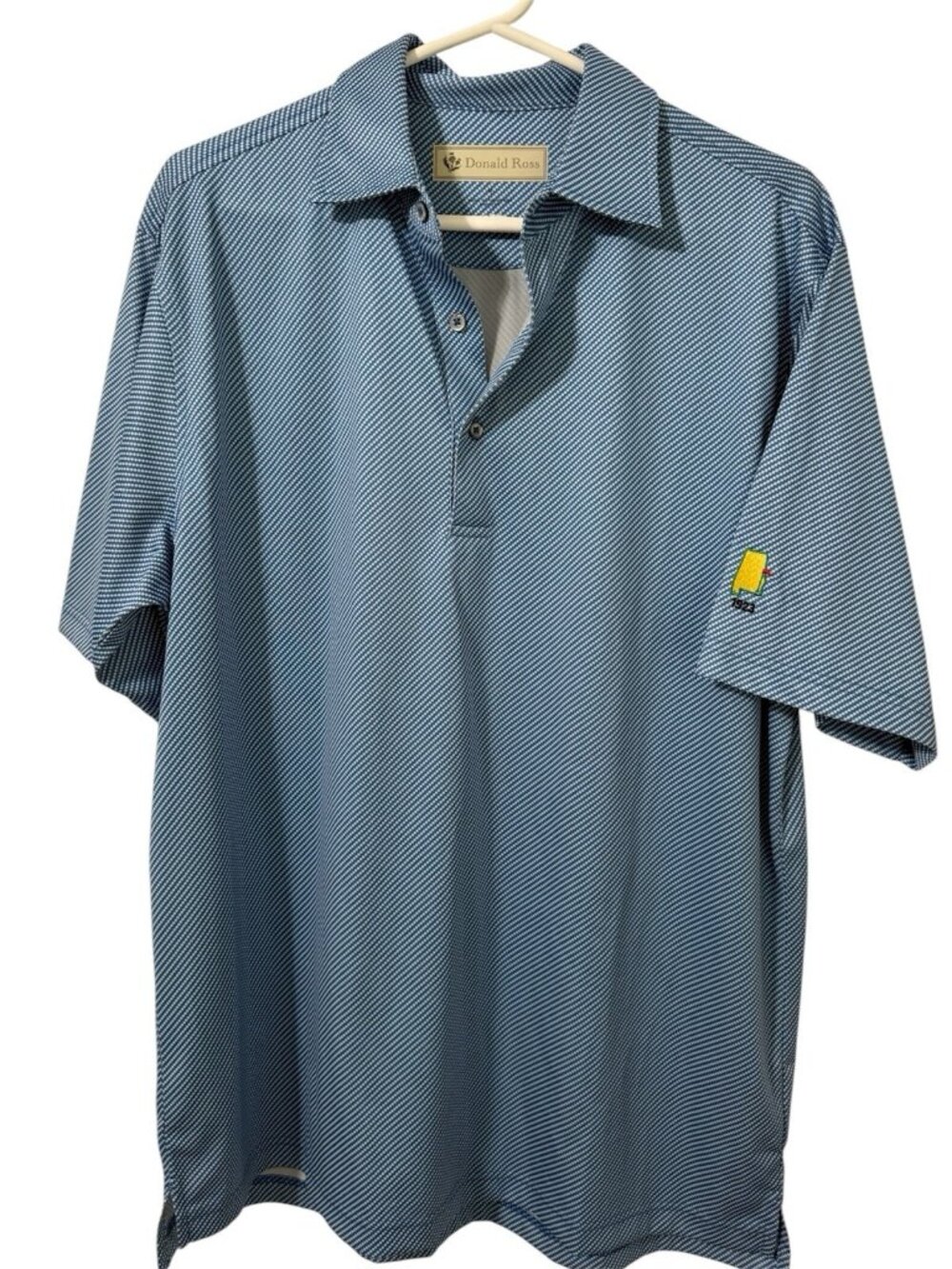 Donald Ross Sport Polo Shirt Mens Blue M Print Performance Golf 1923 Logo